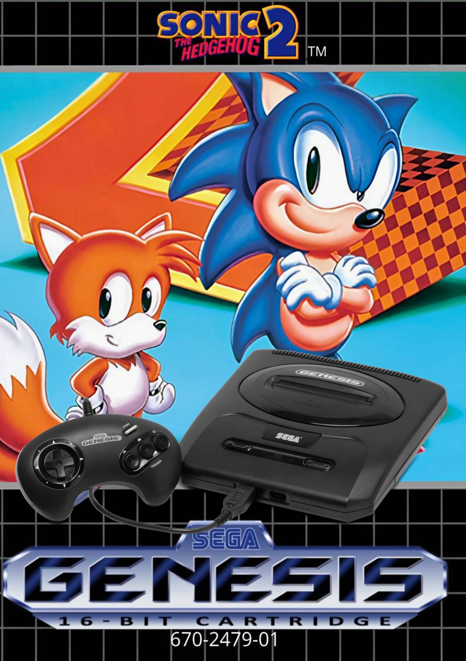 Sega Genesis Model 2 and Sonic The Hedgehog 2 Console Bundle