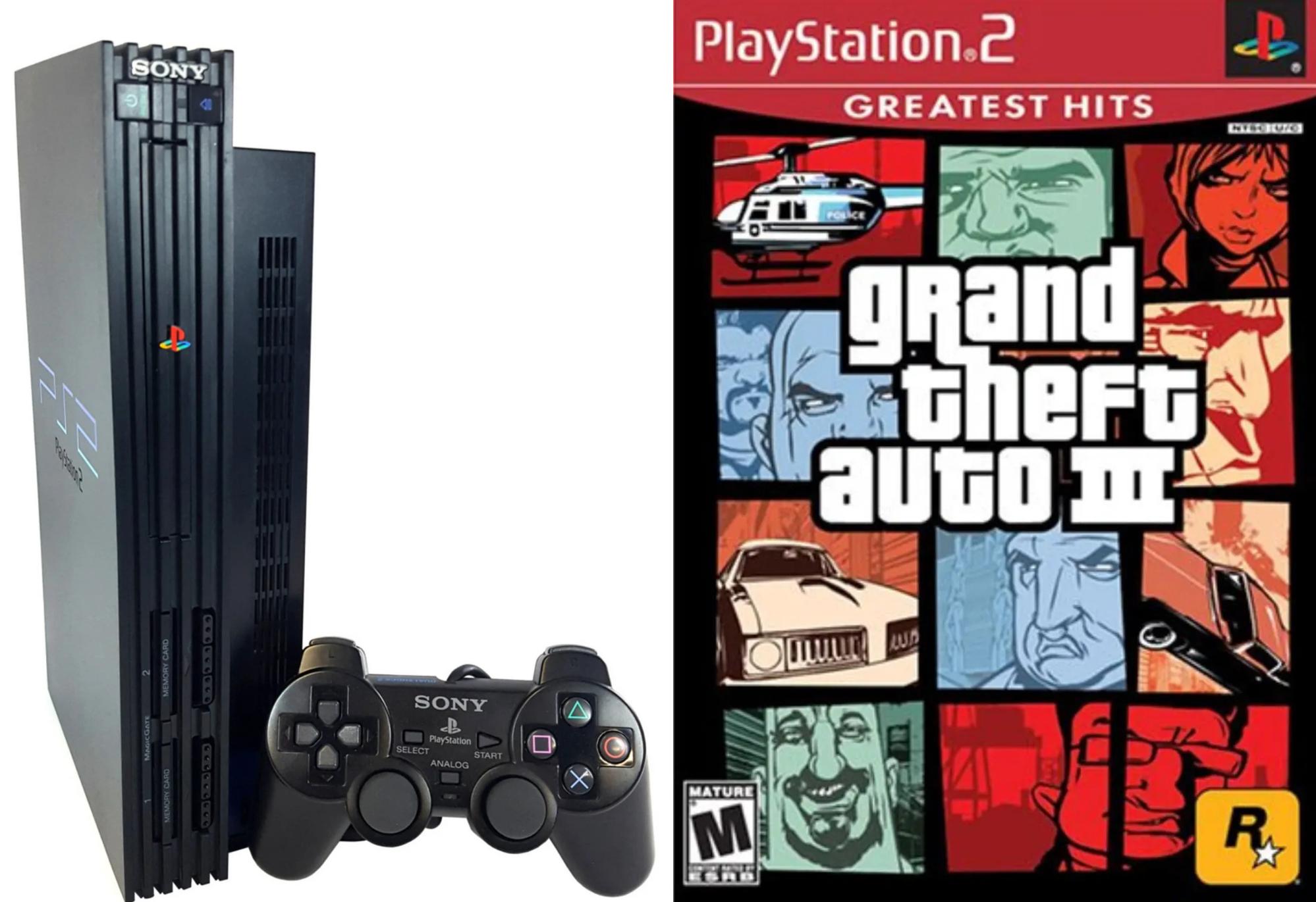 Sony PlayStation 2 PS2 and Grand Theft Auto iii  Fat Console Bundle