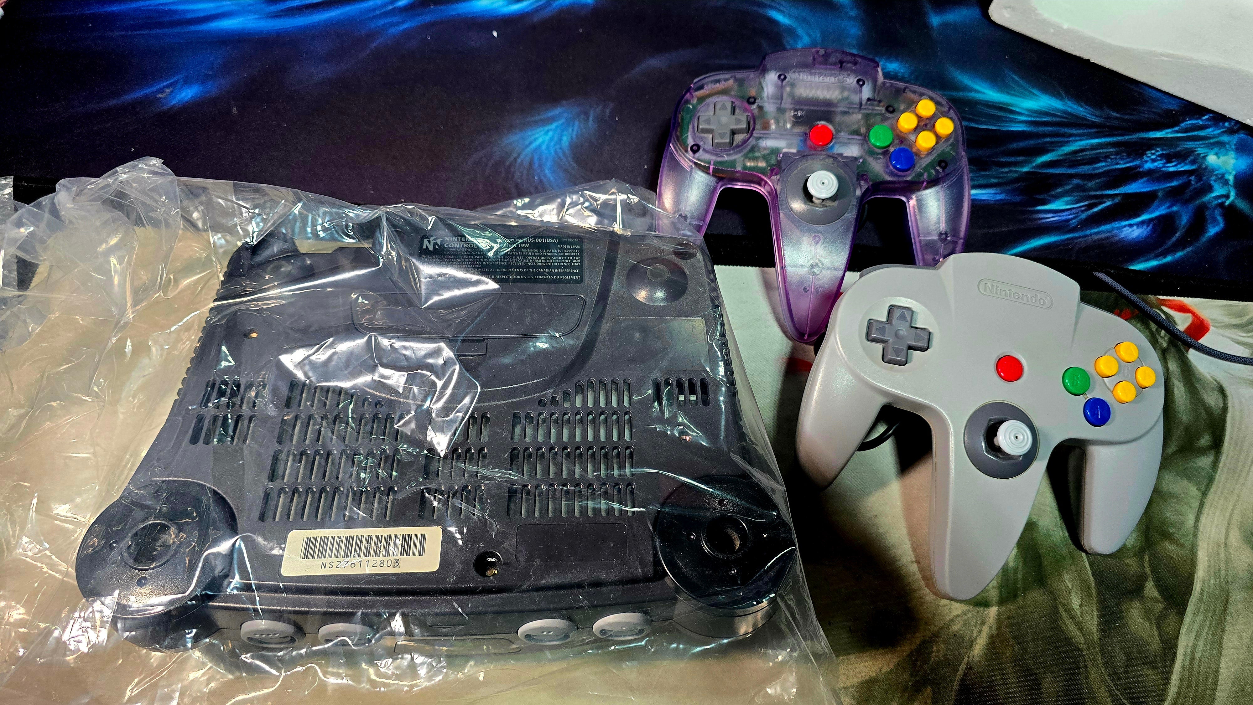 Nintendo 64 N64 Atomic Purple Controller Console Bundle Complete