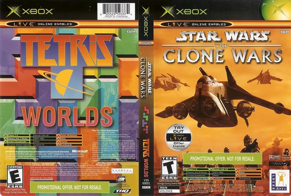 Star Wars Clone Wars and Tetris Worlds Combo Pack - Microsoft Xbox