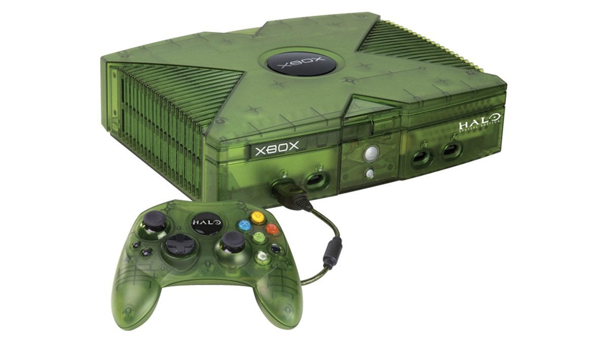 Microsoft Original OG Xbox Halo Edition Green Clear Console Bundle